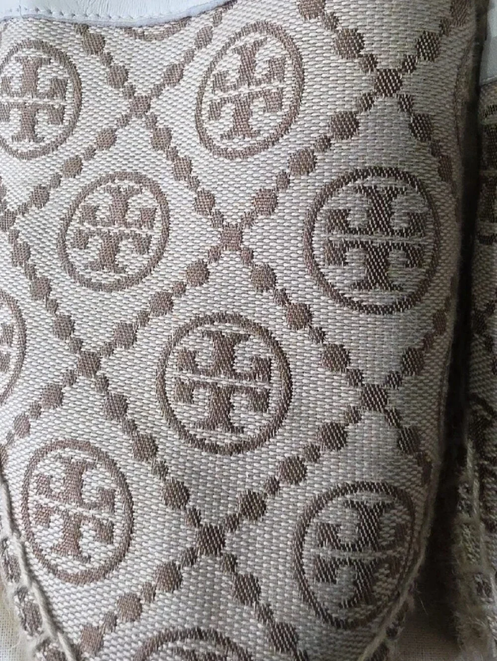 Tory Burch Neutral Logo Canvas Espadrille Flats